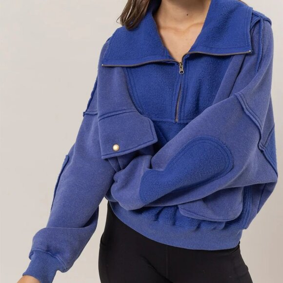 NWT Hyfve Mineral Washed French Terry Sweatshirt In Blue - Picture 4 of 6